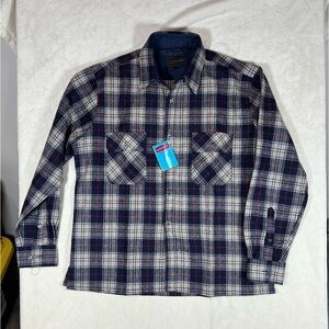 NWT Old Stock Woodland Large Wool Blend Plaid Shirt Jacket Outdoor Workwear USA
